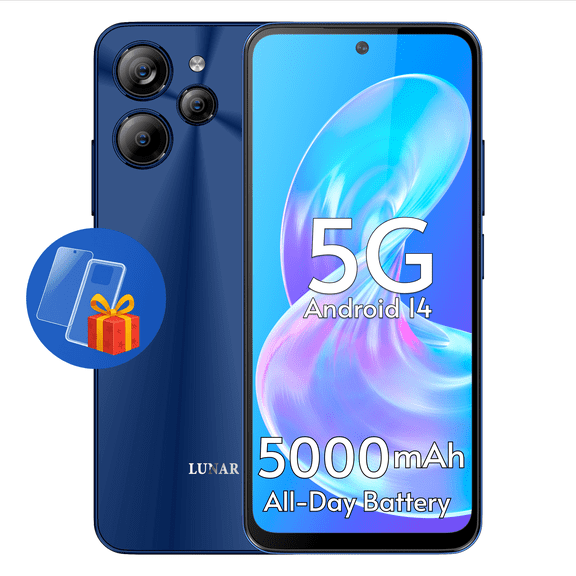 Lunar Eclipse L1 5G Unlocked Smartphone, 128GB, 6.79", Fast Charging, AI Camera, Aura Blue