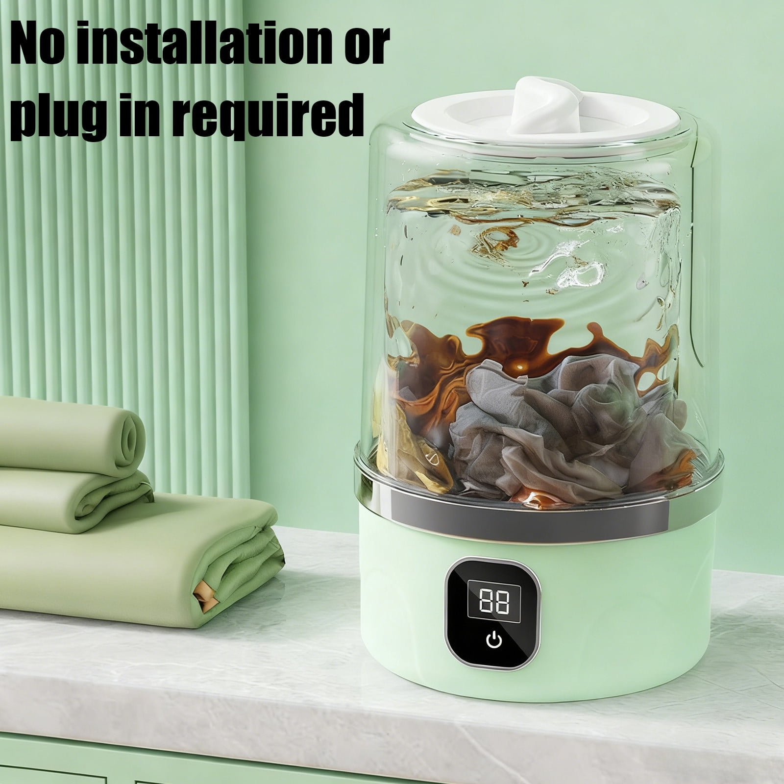 Portable Mini Laundry Washer - Rechargeable Small Clothes Cleaner for Underwear, Socks & Baby Items (2 Wash Modes)