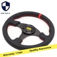 thumbnail image 1 of 330mm 13-inch OMP Lychee leather red stitching flat bottom sports steering wheel #R-, 1 of 3