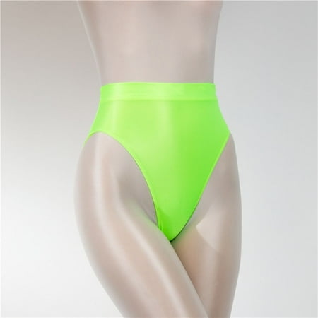 

Wet Look Sexy Shiny High Waist Shorts Gloss Briefs Knickers Mens Underwear Women Panties FLUORESCENT GREEN XL