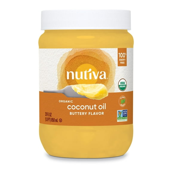 Nutiva Organic Butter Flavored IEF31 Coconut Oil for Popcorn, Cooking and Baking. 29 Fl Oz - USDA Organic Non-GMO, Vegan Dairy-Free Butter Substitute. Paleo and Keto Friendly.