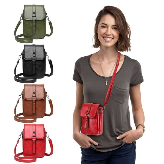 Spencer PU Small Crossbody Bags for Women Soft Shoulder Handbag Multi Pocket Crossbody Purses Cell Phone Pouch Womens Adjustable Strap Satchel, Black