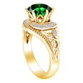 thumbnail image 2 of AFFY 2.28 Carat Round Shape Simulated Emerald & Natural Diamond Filigree Engagement Ring 14K Solid Yellow Gold Ring Size-7, 2 of 2