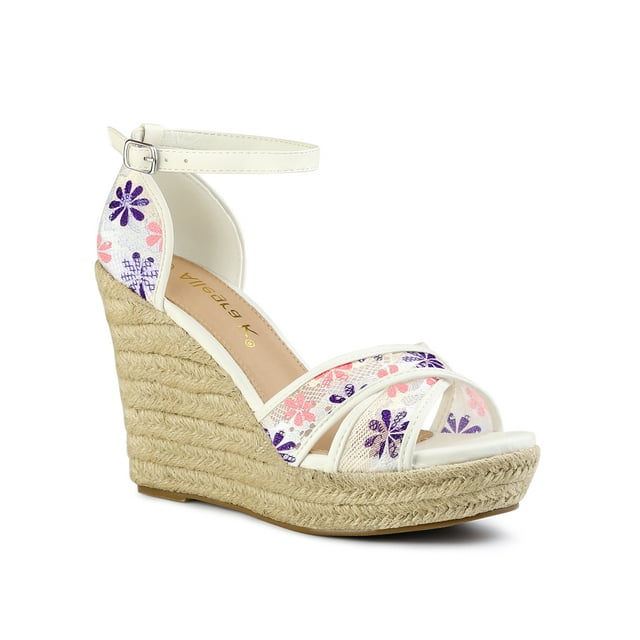 BLISSFUL STEP Sandales Compensées Espadrilles à Talon Compensé pour Femmes Violet 8