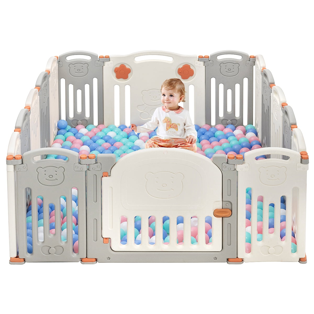 Gymax Fashion Folding Baby Kid Playpen Activity Center 16 Panel Play