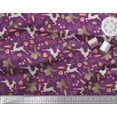thumbnail image 2 of Soimoi Modal Satin Fabric Leaves & Reindeer Animal Print Sewing Fabric Yard 42 Inch Wide, 2 of 3
