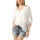 thumbnail image 1 of Camisas de botón INSPIRE CHIC para mujeres, de manga larga, con cuello alto, corte holgado, camisa de sol casual, blusas con bolsillos, blanca L, 1 of 6
