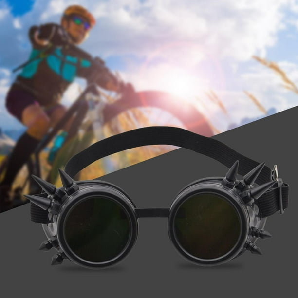 Gafas Steampunk gafas redondas de soldadura Punk goticas para hombres y mujeres gafas de sol para accesorios de disfraz de Cosplay Negro Sunnimix