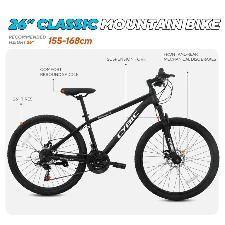 Cybic 26 inch Mountain Bike with Iron Frame,21Speed,Disc Brakes