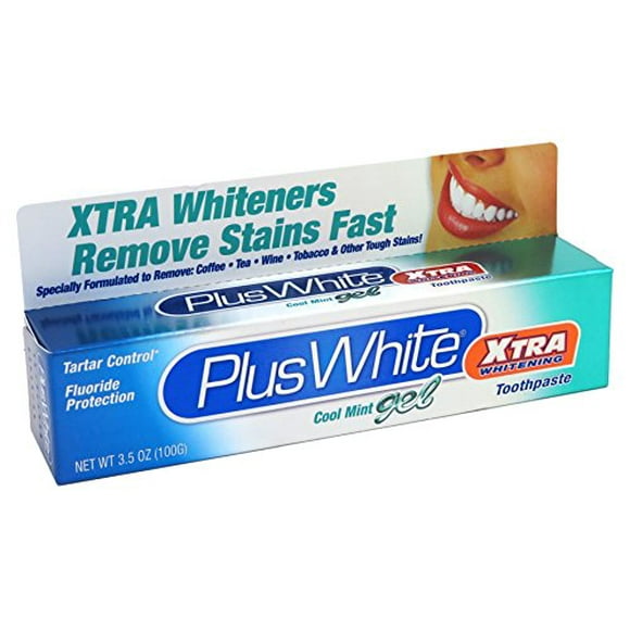 Plus White Xtra Whitening Cool Mint Gel Toothpaste, 3.5 Ounce