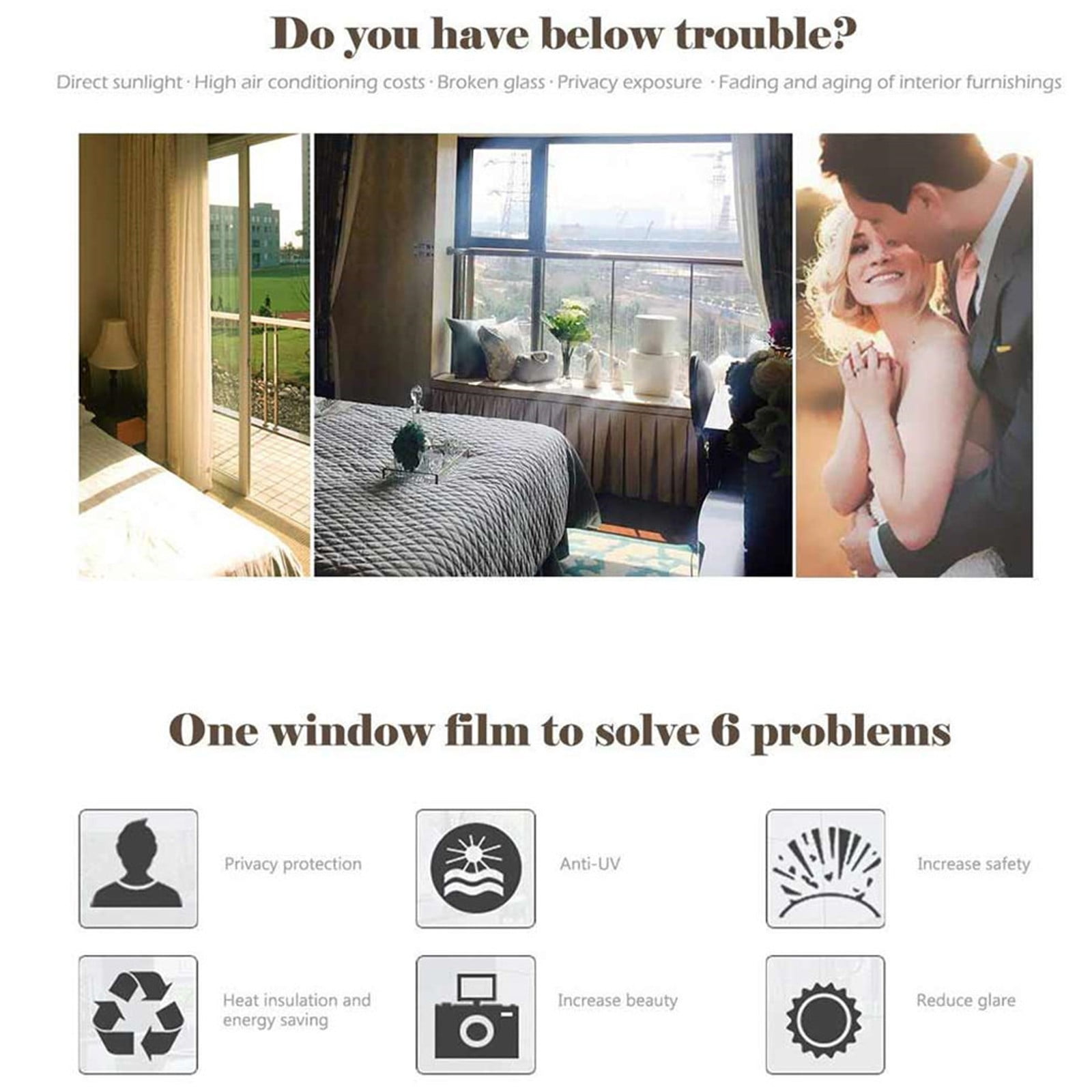 Sun Blocking Window Film Heat Reflective One Way Mirror Film Anti Heat Indoor Window Tint Privacy Film See Out not in Window Cling 19.7 x 39.37 Inches