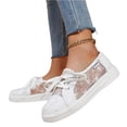 thumbnail image 3 of Wedding Shoes Bridal Sneakers Flats Bride Tennis Shoes Flowers Lace Sneakers, 3 of 6
