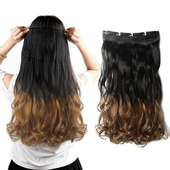 SAYFUT 24"-29" Curly Clip in Synthetic Hair Extensions, Style T5C-C, 3/4 Full Head One Piece 5 Clips