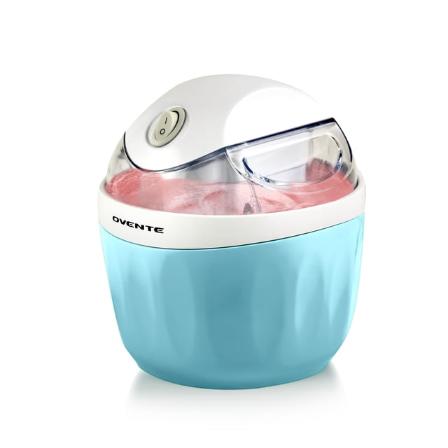 OVENTE Heladera eléctrica con tapa de fácil bloqueo, tazón congelador de 1 cuarto para yogur congelado, sorbete y gelato saludable y casero, mini aparato de cocina ideal para postres de verano para ni
