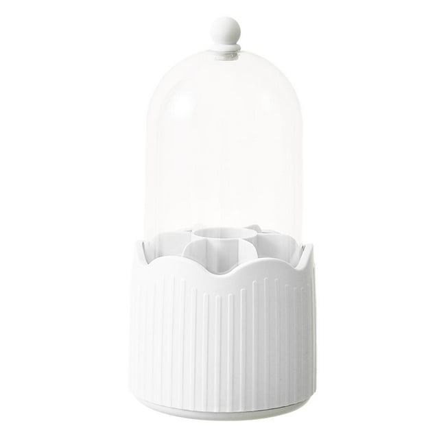 Organizador de brochas de maquillaje giratorio de 360 degree con tapa, organizador de escritorio multifuncional Blanco