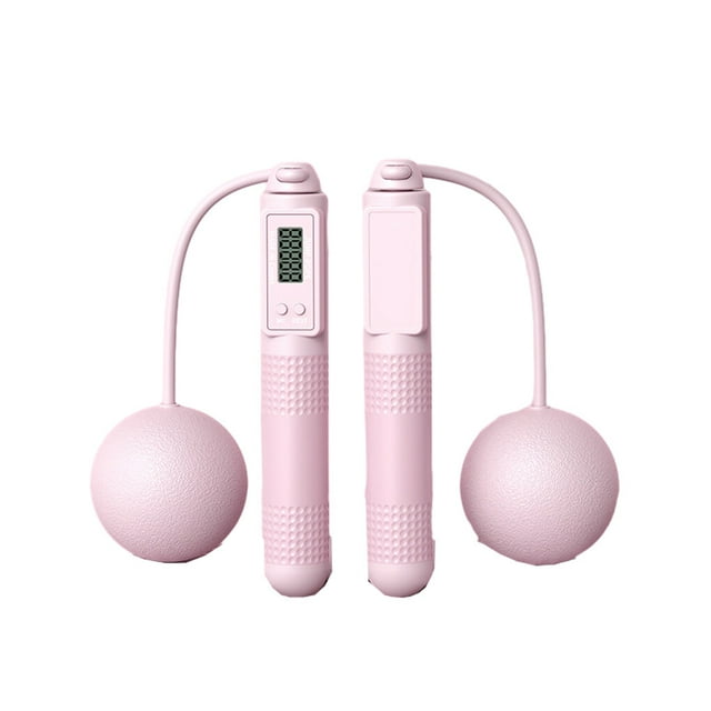 PVC Jump Rope Portable Replacement Digital Solid Color Indoor Outdoor Button Control Ergonomic Adjustable Jumping Ropes Pink 2 in 1