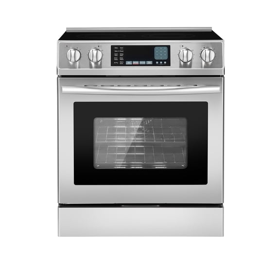 VEVOR 30 in Electric Range Oven, 4.8 Cu. Ft. Capacity Compact Freestanding Oven, Stainless Steel Kitchen Stove, with 5 Burners, Timer, Self-Cleaning, Easy Reach Racks, Storage Drawer(No Power Cord)