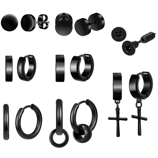 pares de aretes de aro Huggie de acero inoxidable para hombre, juego de joyas de empalme Sincero Hogar