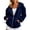 Navy, variant on Gtoiithly Women's Soft Velour Zip Up Hoodie Jacket, Lined Long Sleeve Hooded Sweatshirt, Casual Warm Outerwear for Fall & Winter with Pockets Khaki S