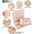 thumbnail image 6 of 2 Layer Jewelry Organizer, Versatile PU Leather Jewelry Boxes Earring Storage for Women, Pink, 6 of 6