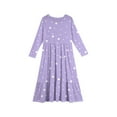 thumbnail image 4 of XADYUY Girls Long Sleeve Dress Casual A-Line Long Sleeve Maxi Dress Polka Dot Crew Neck Sundresses Tiered Holiday Dresses with Pockets,Light Purple, 4 of 5