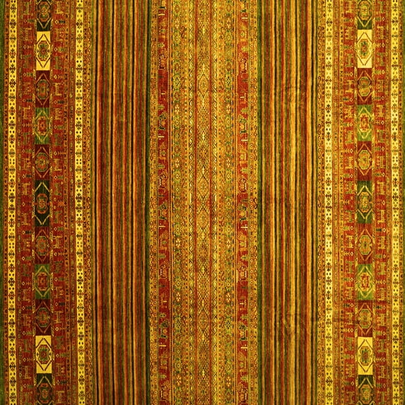 Ahgly Company Indoor Square Oriental Yellow Traditional Area Rugs, 4' Square