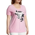 thumbnail image 2 of Just My Size Women's Plus Size Graphic Short Sleeve V-neck Tee, 2 of 5