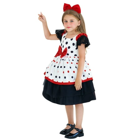 

Hallowmas Pajamas Kids Child Girls Dot Prints Ruffles Pageant Dress Christmas Party Gown Princess Dresses Toddler Hallowmas Clothes(Size:6-7 Years)