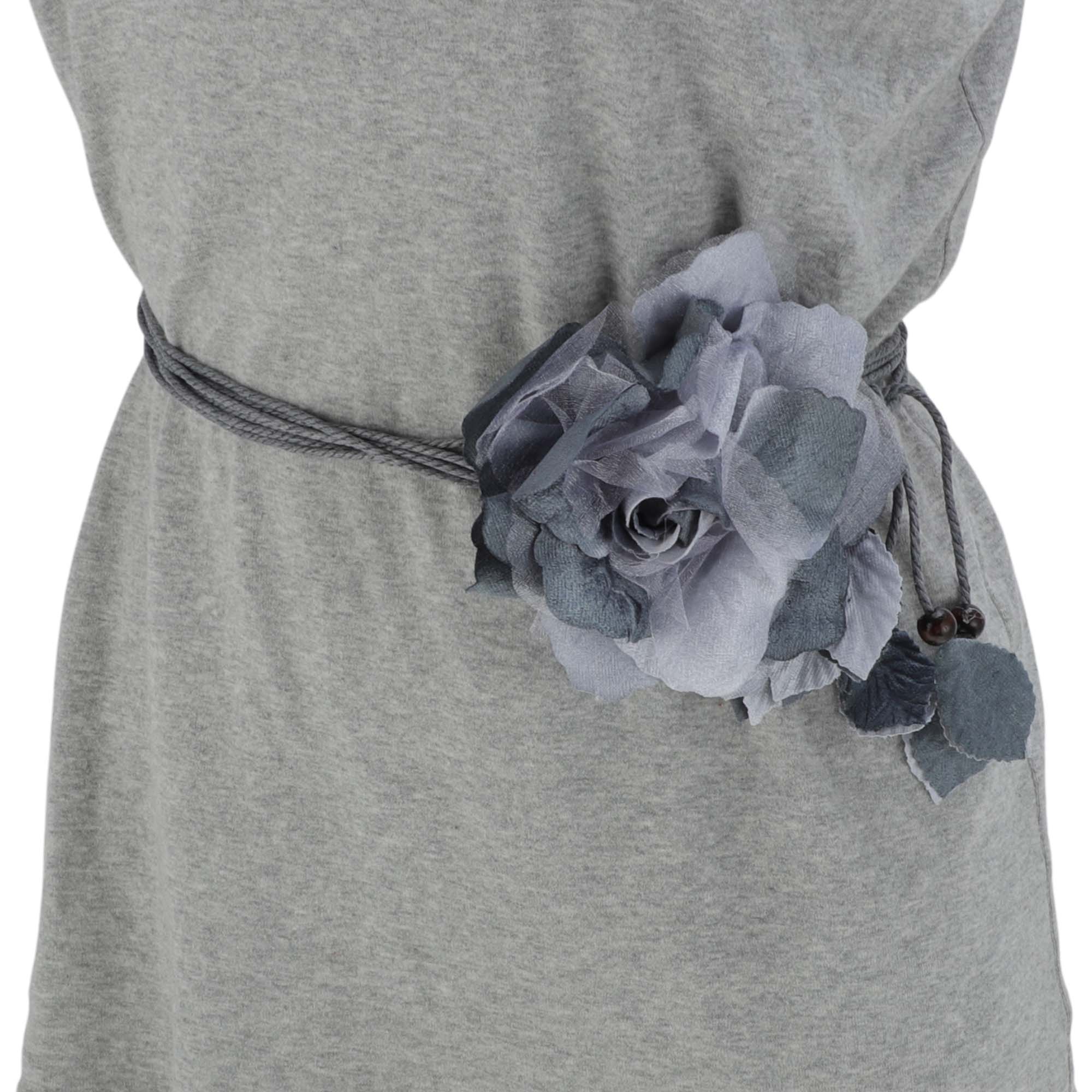Unique Bargains Flower Tie Adjustable Waist Belt for Women Gray