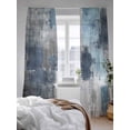 thumbnail image 3 of Sheer Curtains 84 Inches Long 2 Panels Set for Living Room, Navy Blue Grey Semi Sheer Curtains for Windows, Modern Oil Painted Abstract Art Aesthetics Voile Window Treatments Rod Pocket Curtain, 3 of 7