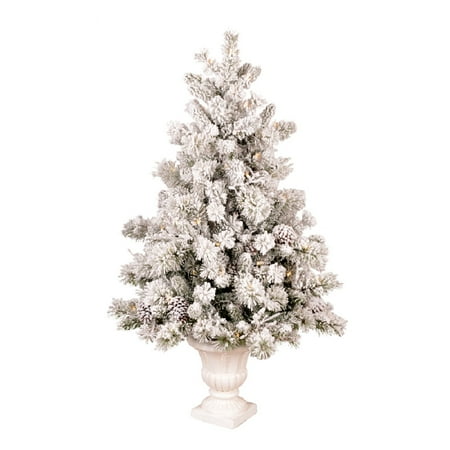 4 5 ft pre lit pine flocked white artificial christmas 4 5 ft pre lit pine flocked white artificial christmas