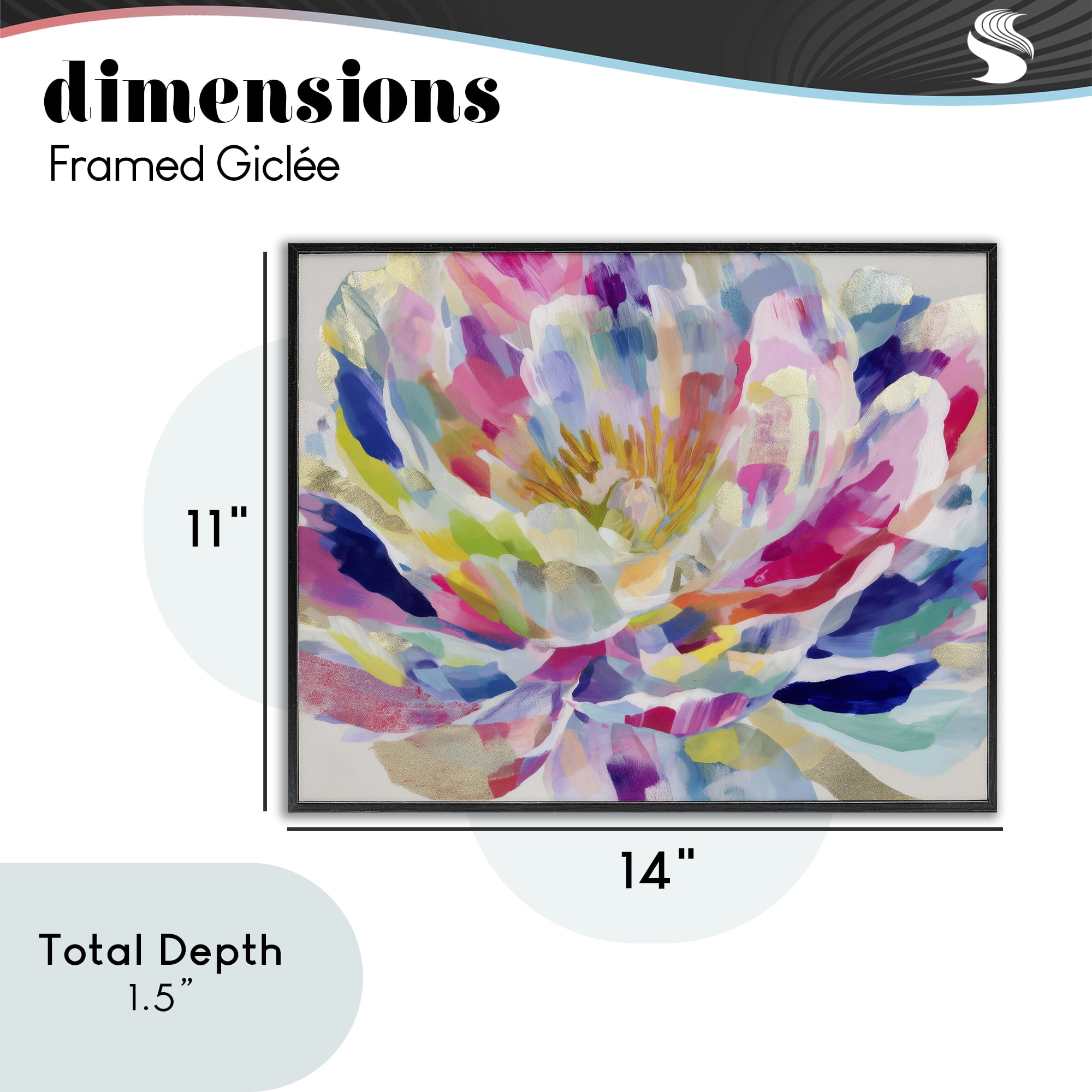 Stupell Industries Dahlia in Pink & Blue Black Framed Giclee Art, design by Chromatic Storm Studio