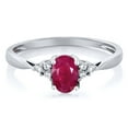 thumbnail image 3 of Gem Stone King 14K White Gold Red Ruby and Diamond Women's Engagement Ring 0.66 Cttw, 3 of 5