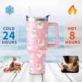 thumbnail image 4 of Christmas Gifts 40 Oz Tumbler with Handle and Straw, Pastel Xmas Santa Claus Stainless Steel Double Walled Vacuum Insulated Cup, Cute Holiday Gifts for Women Girls, 4 of 6