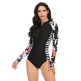 thumbnail image 4 of Women Long Sleeve Black Zip Front Swimsuit Surfing Swimwear Bathing Suit -2XL, 4 of 5
