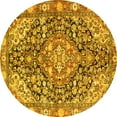 thumbnail image 1 of Ahgly Company Machine Washable Indoor Round Medallion Yellow Traditional Area Rugs, 8' Round, 1 of 4