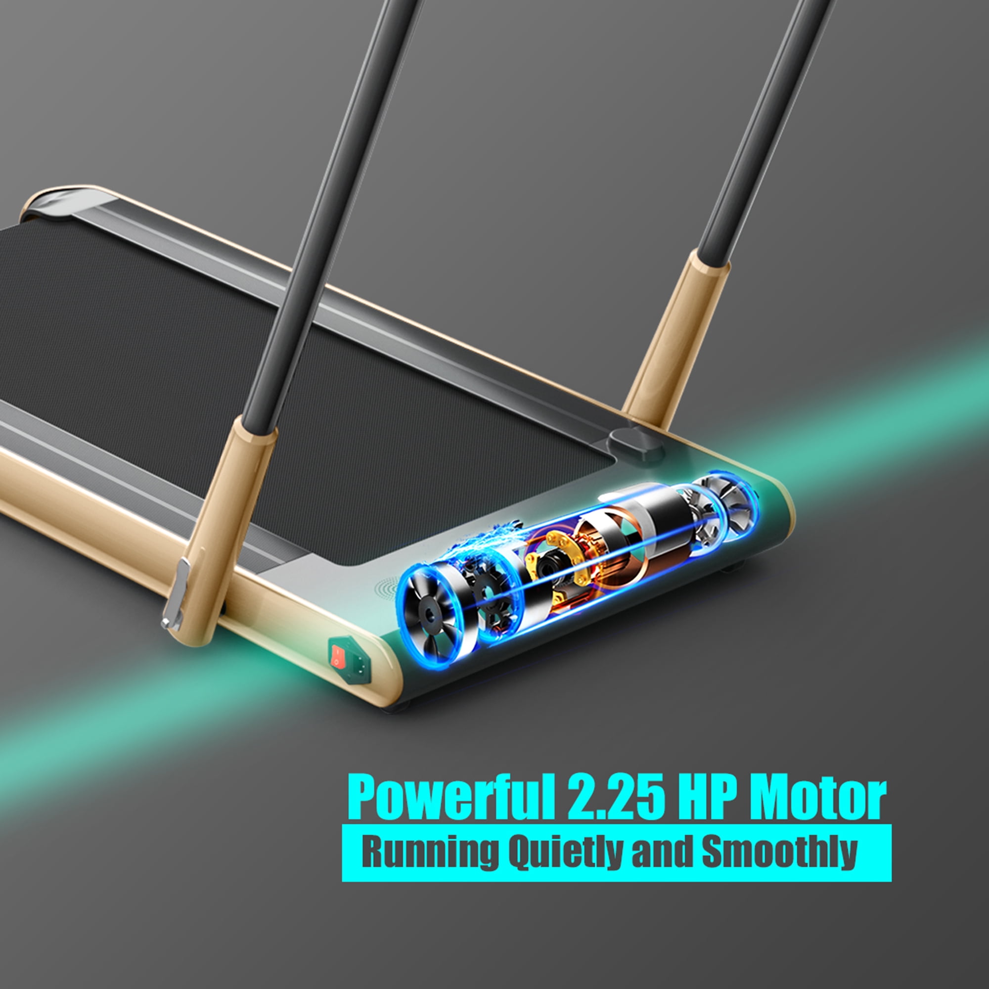 Gymax 2.25HP Under Desk Electric Pad Treadmill Running Machine Golden