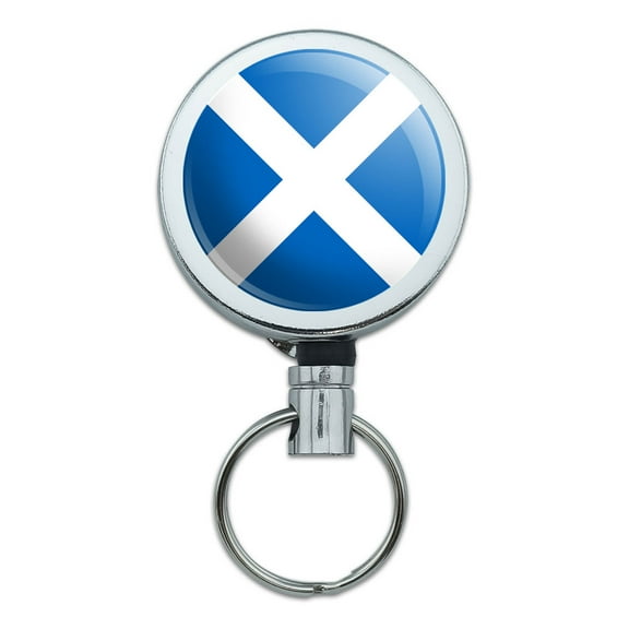Scotland National Country Flag Retractable Belt Clip Badge Key Holder