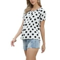 thumbnail image 4 of INSPIRE CHIC Polka Dots Tops for Women's Short Sleeve Crew Neck Summer Casual Lightweight Blouse Shirts M White, 4 of 6