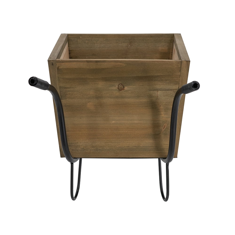 Farmhouse Flower Market Wheelbarrow Planter 19.5x8x8.5 Inch Black Metal Frame for Tabletop Kitchen Counter