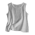 thumbnail image 4 of Linen Sleeveless Tops for Women, Round-Neck Breathable Tank Top Summer Cool-Stay and Comfortable Summer Blouse for Weekend Outings, White 2XL, 4 of 6