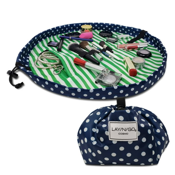 Organizador de bolsas de cosméticos y maquillaje Lay-n-Go Cosmo, 20 cm, azul marino y verde