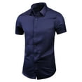 thumbnail image 2 of cfhntfmh Men's Dress Shirts Stretch Solid Color Short Sleeve Button down Shirts Big and Talls Business Work Casual Shirt, 2 of 6