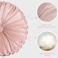 thumbnail image 5 of Set of 2 Pumpkin Pleated Round Throw Pillows,Soft Velvet Cushion for Couch Floor,Pink,14.5", 5 of 5