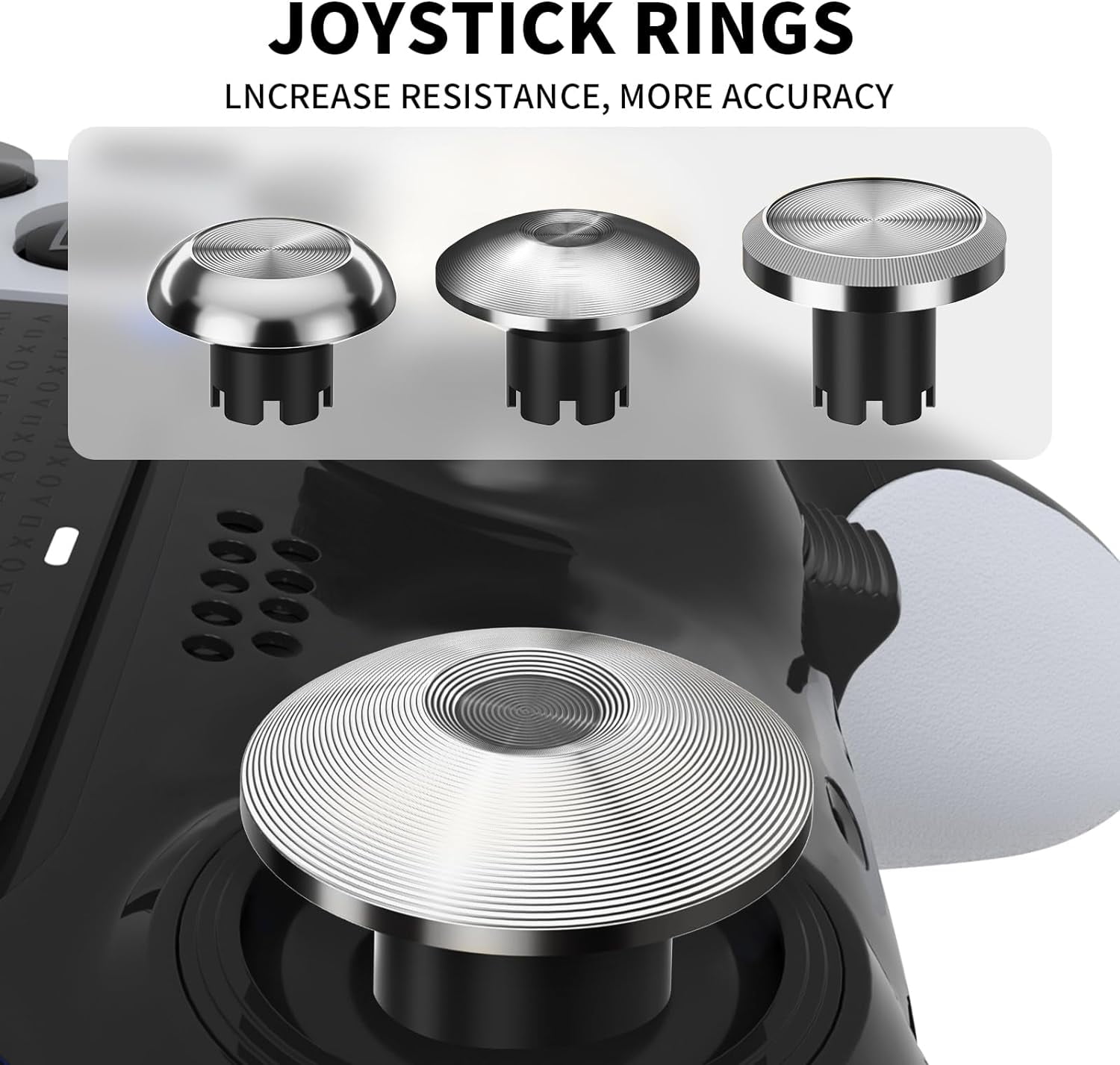 Prociv 10 in 1 Metal Thumbsticks for PS5 Edge Controller, 6 Analog Stick Joystick 4 Back Paddles Triggers Buttons Interchangeable Replacement for PS5 Edge Controller (Silver)