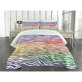 thumbnail image 3 of Ambesonne Geometric Quilted Bedspread Set 3 Pcs, Abstract Zebra Skin, Queen Size, Purple Red Yellow, 3 of 5