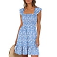 thumbnail image 2 of UVN Summer Dresses for Women Casual Sleeveless Square Neck Midi Dress Ruffle Backless Swing Flowy Tiered Dress, 2 of 8
