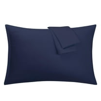 Unique Bargains 2-Piece 1800D Microfiber Solid Pillowcases Navy King