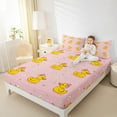 thumbnail image 4 of jejeloiu Kawaii Yellow Duck Bed Sheets,Cartoon Daisy Flower King Sheets,Pink Yellow Sheet Set For Girl Kids,Luxury Bedroom Decor,4-Piece, 4 of 7