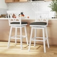 thumbnail image 4 of Costway 29" Bar Stool Wooden Chair Set of 4 with Contoured Backrest Swivel Padded Seat White, 4 of 10